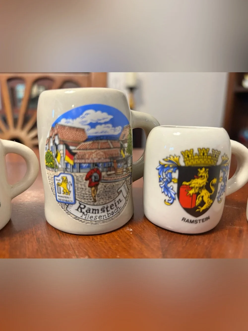 Old Germany Ceramic Shot Glasses - White Decorative Souvenir Set
